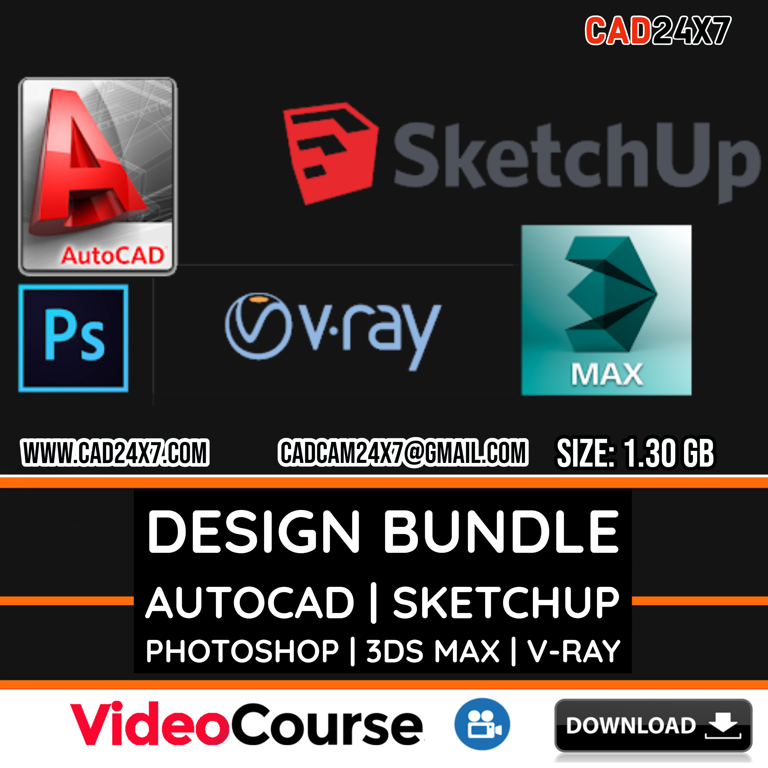 Design Bundle AutoCAD, SketchUp, Photoshop, 3ds Max & V-Ray
