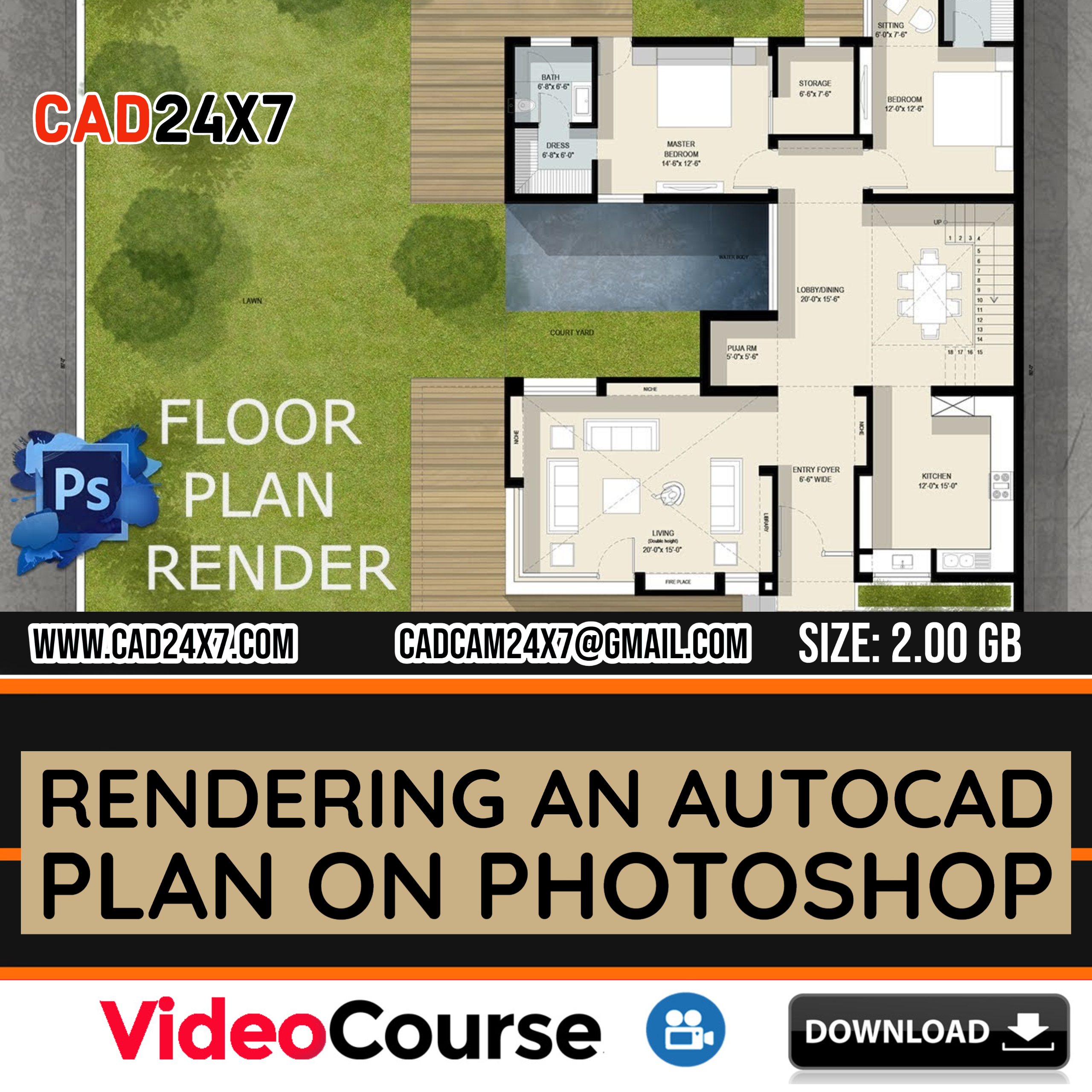 Rendering an AUTOCAD plan on Photoshop